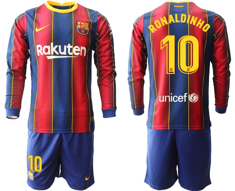 Men 2020-2021 club Barcelona home long sleeve #10 red Soccer Jerseys1->barcelona jersey->Soccer Club Jersey